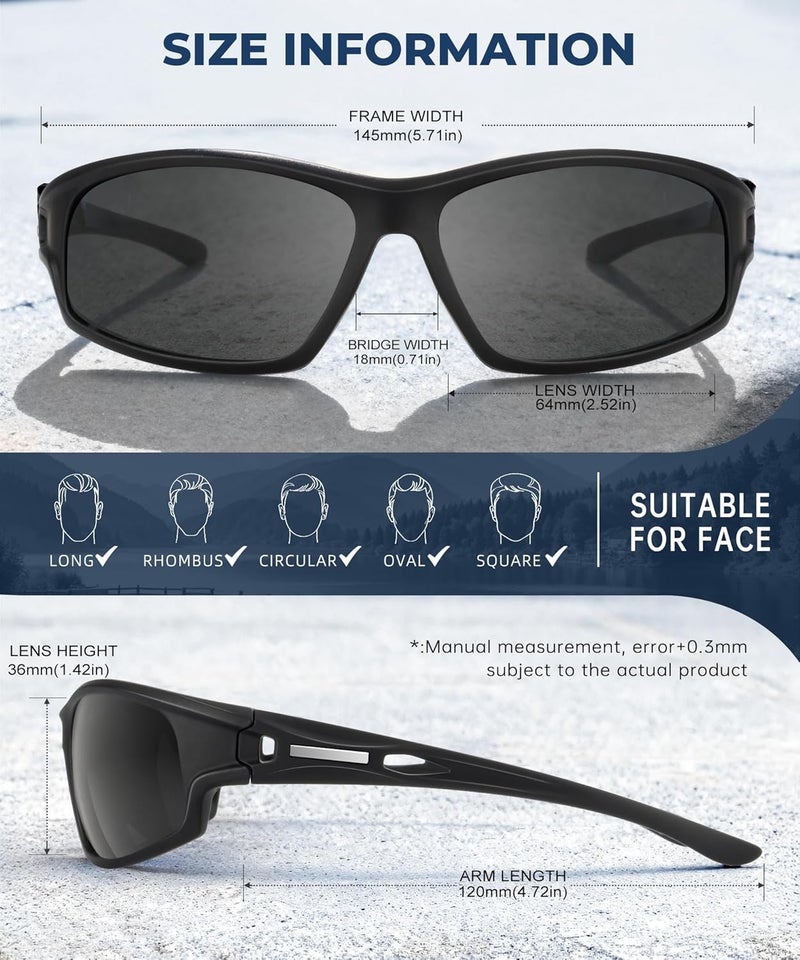 QALLY Store Polarized-Sunglasses-Men Sports Mens-Sunglasses: Sun-Glasses with UV Protection for Fishing Driving Running Cycling - Image 5
